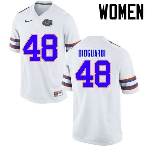 Women's Florida Gators #48 Brett DioGuardi NCAA Nike White Authentic Stitched College Football Jersey AOZ0762PD